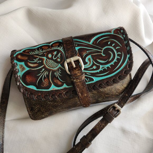 Patricia Nash Italy Leather Lanza Lady Crossbody Bag / Purse /Clutch - Picture 1 of 15